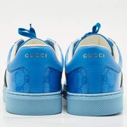 Gucci Blue GG Crystal Canvas Ace Sneakers Size 42