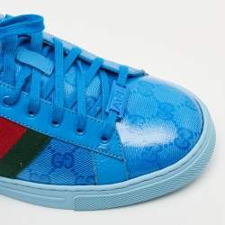 Gucci Blue GG Crystal Canvas Ace Sneakers Size 42