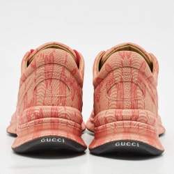 مملوكة مسبقًا Gucci Beige/Red GG Printed Leather Run Sneakers Size 41.5