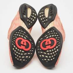 مملوكة مسبقًا Gucci Beige/Red GG Printed Leather Run Sneakers Size 41.5