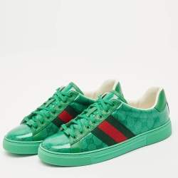 Gucci Green GG Crystal Canvas Ace Low Top Sneakers Size 41