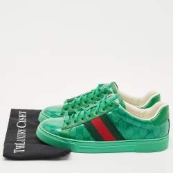 Gucci Green GG Crystal Canvas Ace Low Top Sneakers Size 41