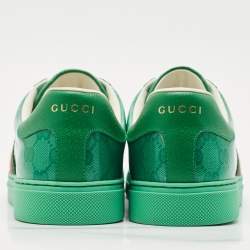 Gucci Green GG Crystal Canvas Ace Low Top Sneakers Size 41