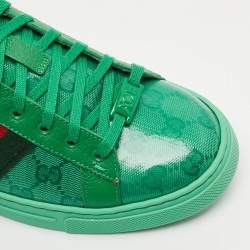 Gucci Green GG Crystal Canvas Ace Low Top Sneakers Size 41