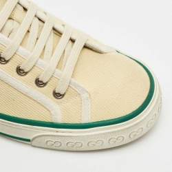 Pre Owned Gucci Cream Canvas Tennis 1977 Web Low Top Sneakers Size 41
