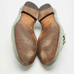 Pre Owned Gucci Blue Suede Jordaan Slip On Loafers Size 40.5