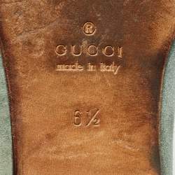 Pre Owned Gucci Blue Suede Jordaan Slip On Loafers Size 40.5