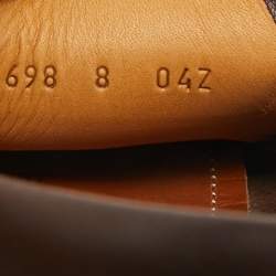 Pre Owned Gucci Dark Brown Leather GG Horsebit Web Detail Slip On Loafers Size 42