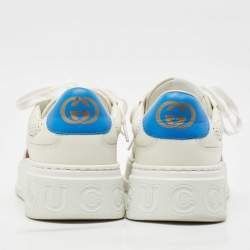 Pre Owned Gucci White Perforated Leather Web GG Chunky B Sneakers Size 42