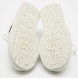 Pre Owned Gucci White Perforated Leather Web GG Chunky B Sneakers Size 42