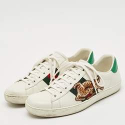 Gucci White Leather Ace Lace Up Sneakers Size 41.5