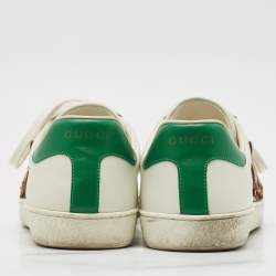 Gucci White Leather Ace Lace Up Sneakers Size 41.5