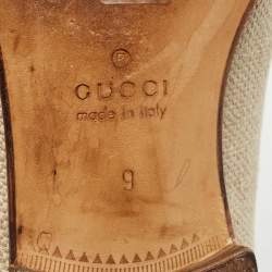 Pre Owned Gucci Beige/Brown Canvas and Leather GG Slip On Loafers Size 43