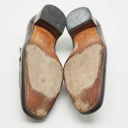Pre Owned Gucci Brown Leather Horsebit Loafers Size 45