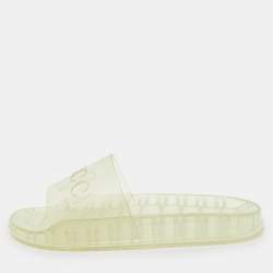 Gucci Transparent Rubber Logo Slide Flat Sandals Size 42
