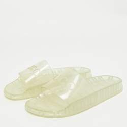 Gucci Transparent Rubber Logo Slide Flat Sandals Size 42
