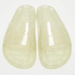 Gucci Transparent Rubber Logo Slide Flat Sandals Size 42
