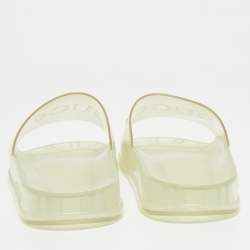 Gucci Transparent Rubber Logo Slide Flat Sandals Size 42