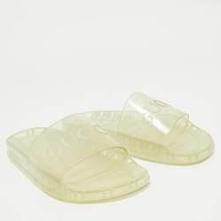 Gucci Transparent Rubber Logo Slide Flat Sandals Size 42