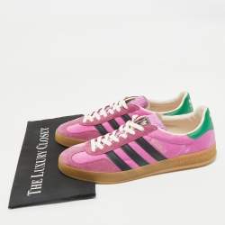 Gucci x Adidas Pink Velvet and Suede Gazelle Sneakers Size 42 2/3