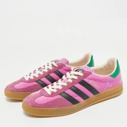 Gucci x Adidas Pink Velvet and Suede Gazelle Sneakers Size 42 2/3