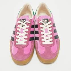 Gucci x Adidas Pink Velvet and Suede Gazelle Sneakers Size 42 2/3