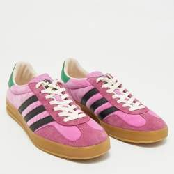 Gucci x Adidas Pink Velvet and Suede Gazelle Sneakers Size 42 2/3