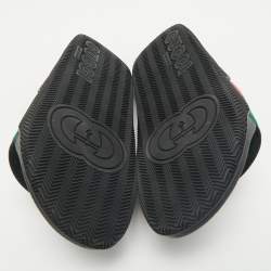 Gucci Multicolor Rubber Web Interlocking G Flat Pool Slides Size 42