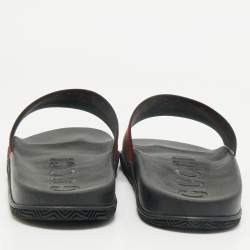 Gucci Multicolor Rubber Web Interlocking G Flat Pool Slides Size 42