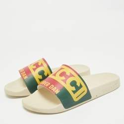 Gucci Cream Rubber Dapper Dan Pool Flat Slides Size 42