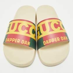 Gucci Cream Rubber Dapper Dan Pool Flat Slides Size 42