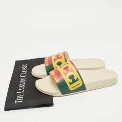 Gucci Cream Rubber Dapper Dan Pool Flat Slides Size 42