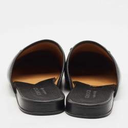 Pre Owned Gucci Black/Beige GG Supreme Canvas and Leather Princetown Mules Size 42.5