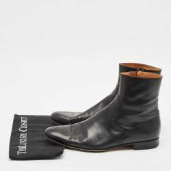 Gucci Black Leather Ankle Length Boots Size 43