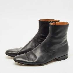 Gucci Black Leather Ankle Length Boots Size 43