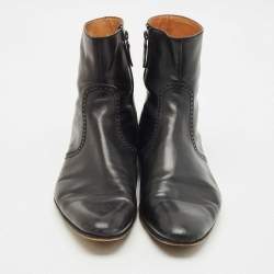 Gucci Black Leather Ankle Length Boots Size 43