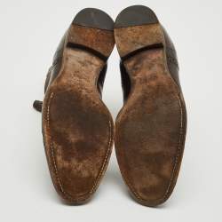 Gucci Brown Leather and Elastic Ankle Boots Size 43.5
