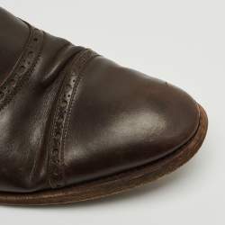 Gucci Brown Leather and Elastic Ankle Boots Size 43.5
