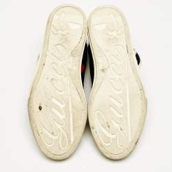 Gucci Navy Blue/White Canvas and Leather Web Detail High Top Sneakers Size 43