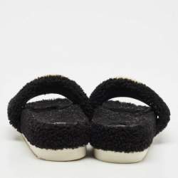 Gucci Black Shearling GG Flat Slides Size 42
