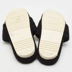 Gucci Black Shearling GG Flat Slides Size 42