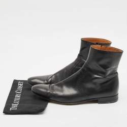 Gucci Black Brouge Leather Ankle Boots Size 43