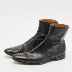 Gucci Black Brouge Leather Ankle Boots Size 43
