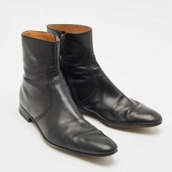 Gucci Black Brouge Leather Ankle Boots Size 43