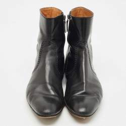 Gucci Black Brouge Leather Ankle Boots Size 43