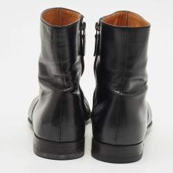 Gucci Black Brouge Leather Ankle Boots Size 43