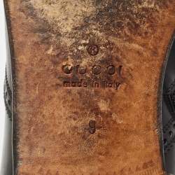 Gucci Black Brouge Leather Ankle Boots Size 43