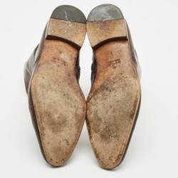 Gucci Brown Brogue Leather Zip Ankle Length Boots Size 43