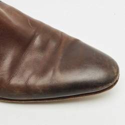 Gucci Brown Brogue Leather Zip Ankle Length Boots Size 43