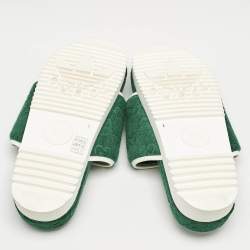 Gucci Green GG Fabric Flat Slide Sandals Size 42